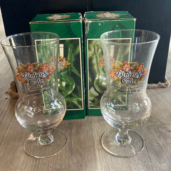 Dining Vintage Downtown Disney Rainforest Cafe Hurricane Glasses Set Of 2 Poshmark